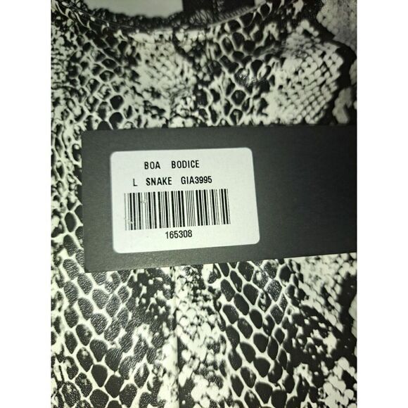 I. AM. GIA Dress Black White Snakeskin Corset Bodice Mini Dress Size Large - Picture 14 of 16